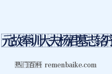 元故奉训大夫杨君墓志铭序是什么意思的图片